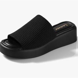 Leevar platform Women's Black Slide Sandals